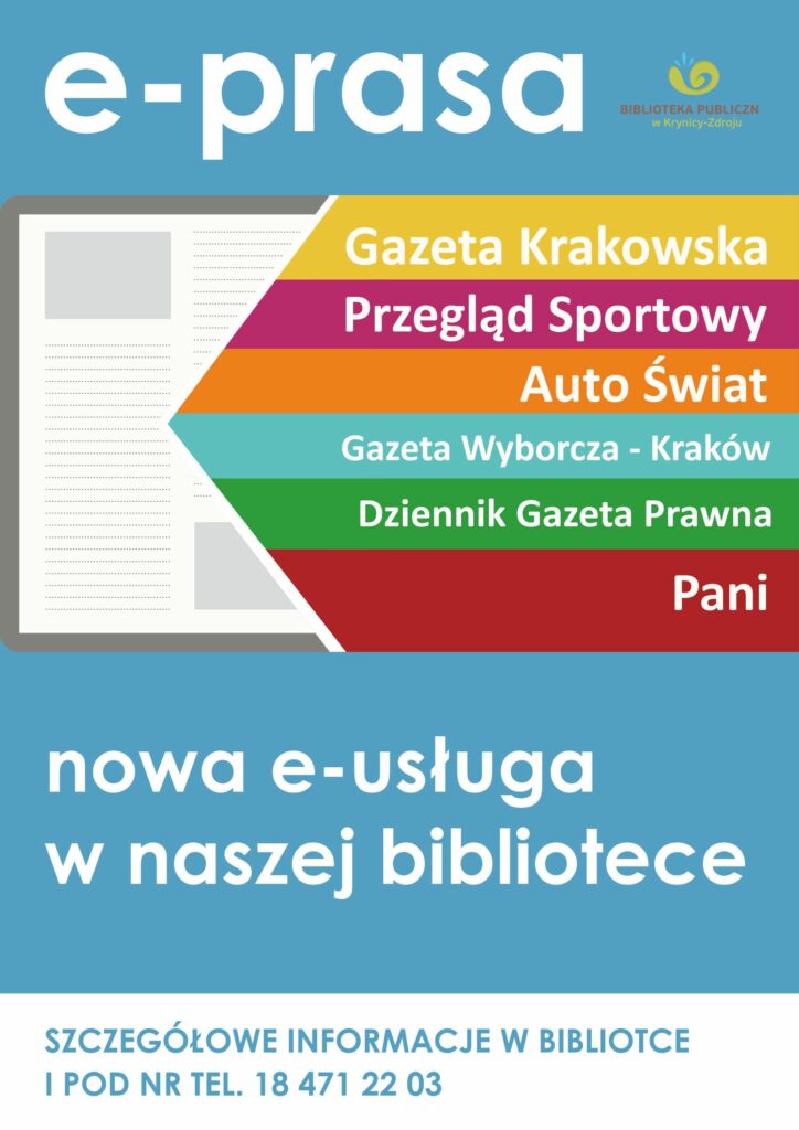 Kolorowy plakat promujący nową e usługę e prasę