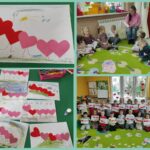 kolaż utworzony z trzech zdjęć, na zdjęciach widać dzieci, które wykonują prace plastyczną następnie prezentują wykonane prace
