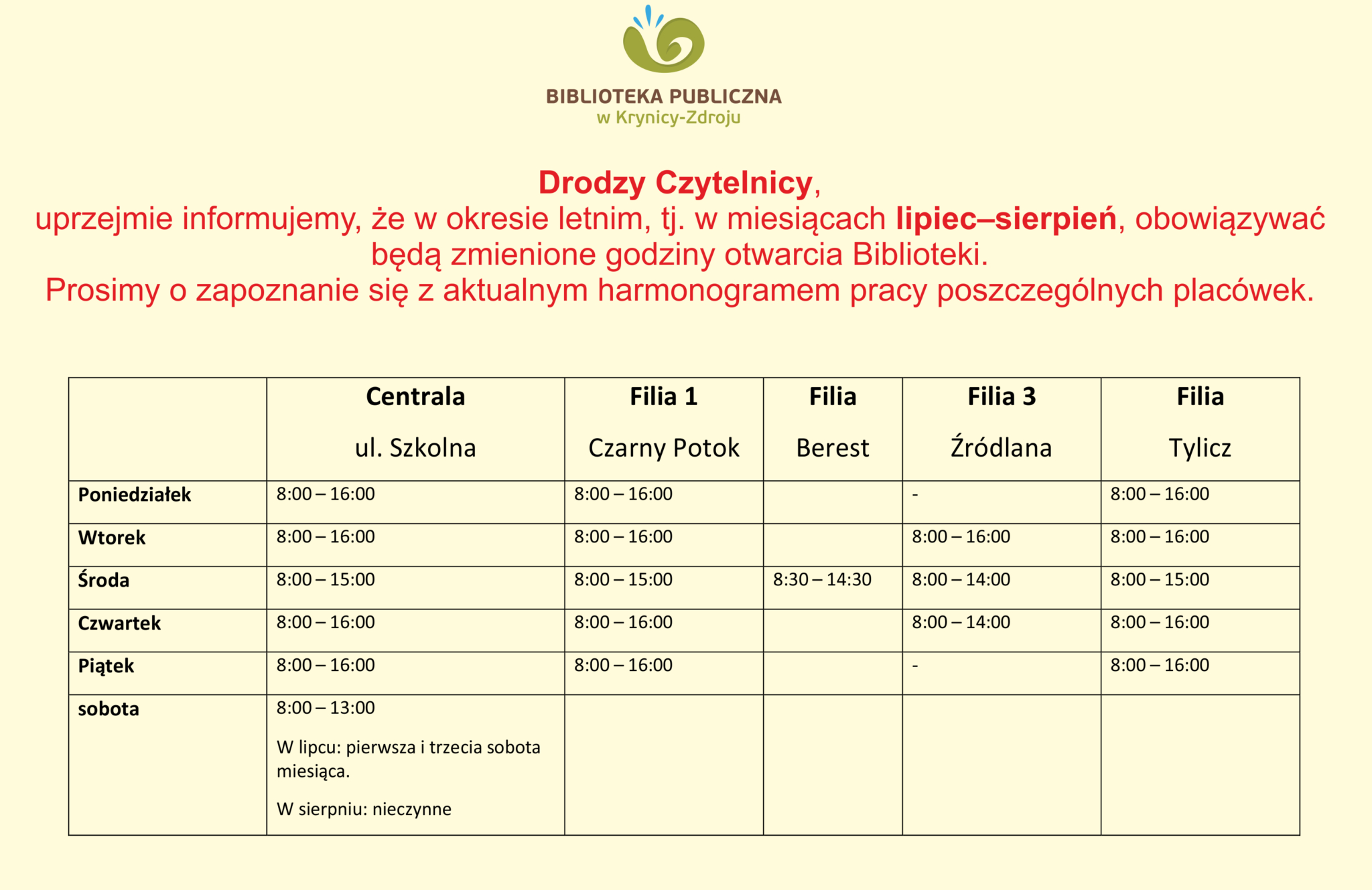 Wakacje godziny