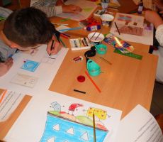 ilustracje do naszej skarpetkowej opowieści w trakcie tworzenia